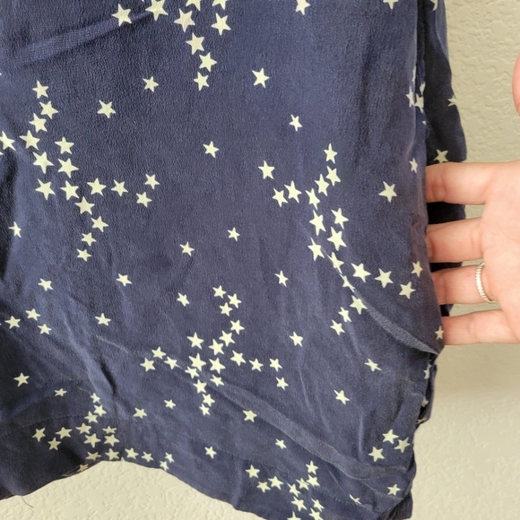 Equipment 100% Silk Stars Print Romper M Navy - Picture 6 of 13